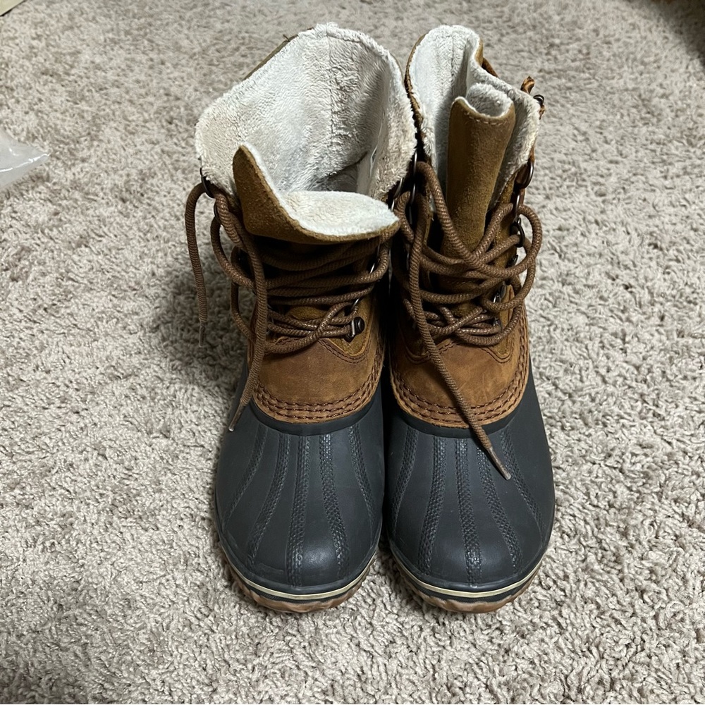 Sorel Waterproof Winter Fancy Boots Lace Up Mid Calf Brown Size 8 Women’s